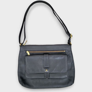 Fossil Black Kinley Textured Black Leather Crossbody